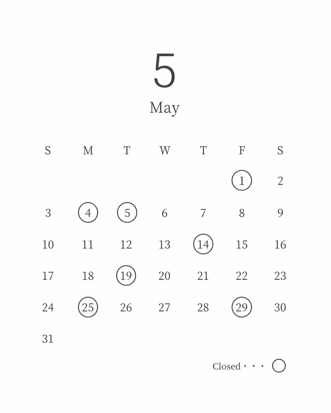 《5月のお休み🌛》