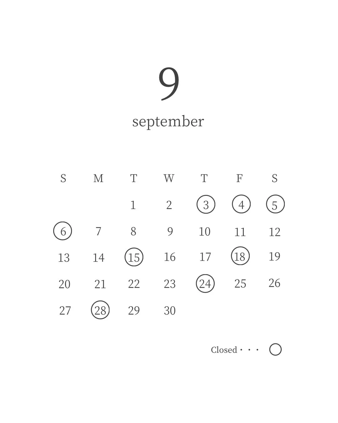 【eye'am 9月のお休みのお知らせ😴】